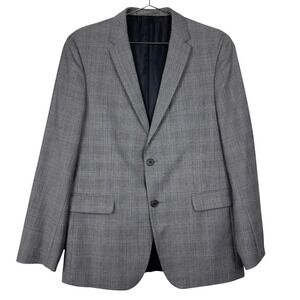 HUGO BOSS Lanificio Tesse Biella Grey Check Wool Sport Coat Blazer Jacket 40R